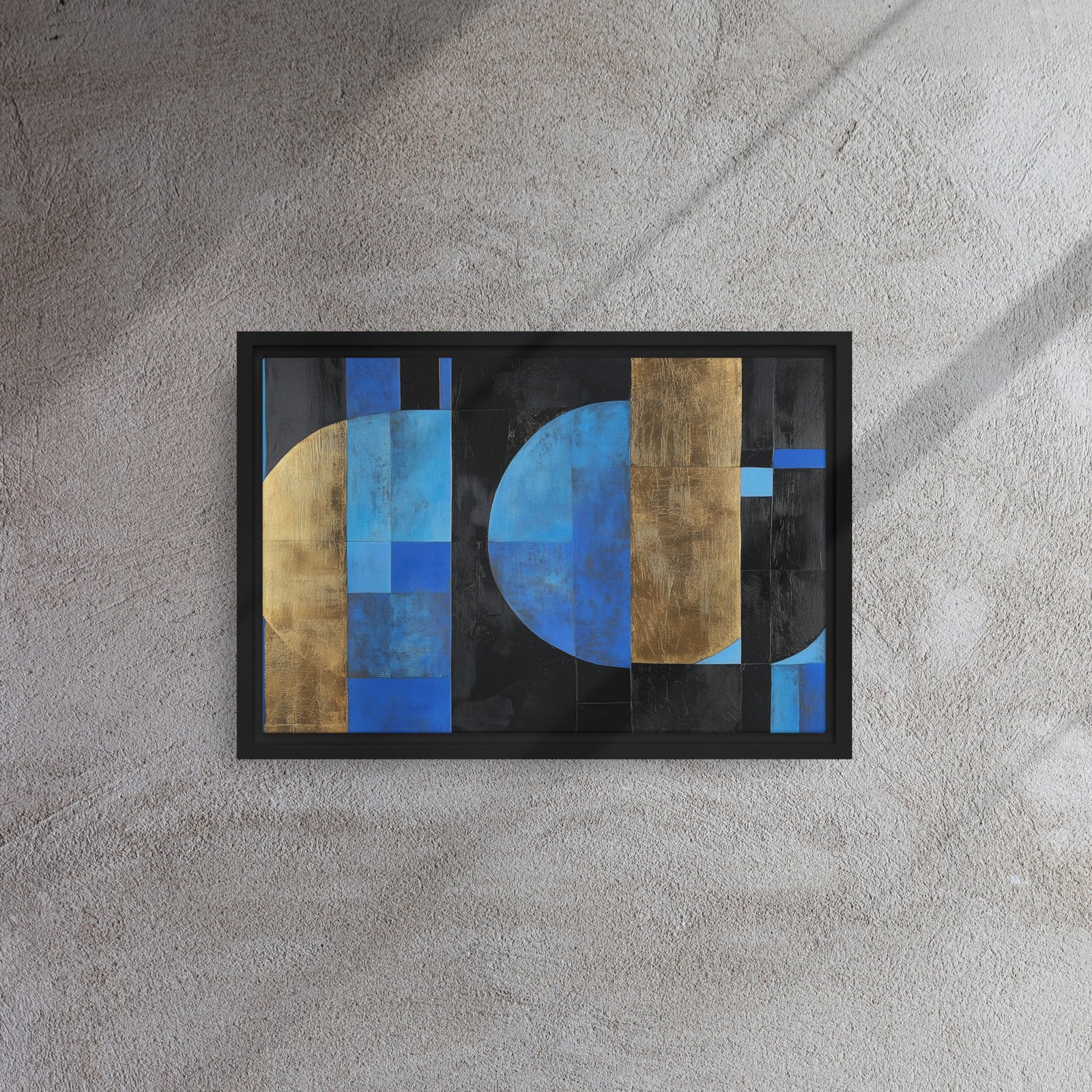 Blue Gold Noir Geometric Art - Image 2