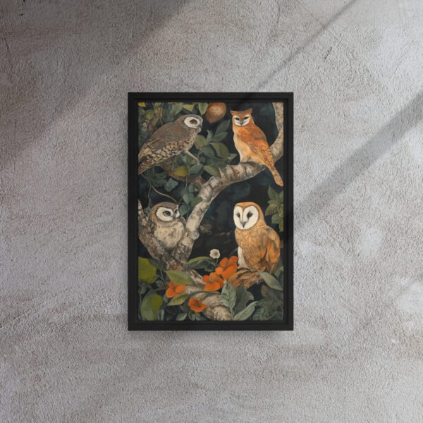 Verdant Owl Gathering Canvas - Image 2