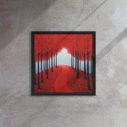 Crimson Whisper Forest Path framed canvas print
