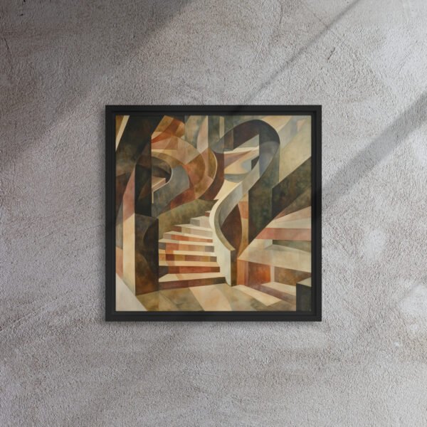 Spiral Echoes Urban Labyrinth - Framed Canvas Print