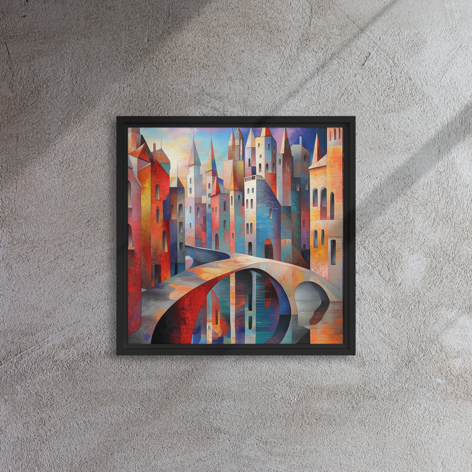Prism Bridge Enchanted City - Framed Canvas Print