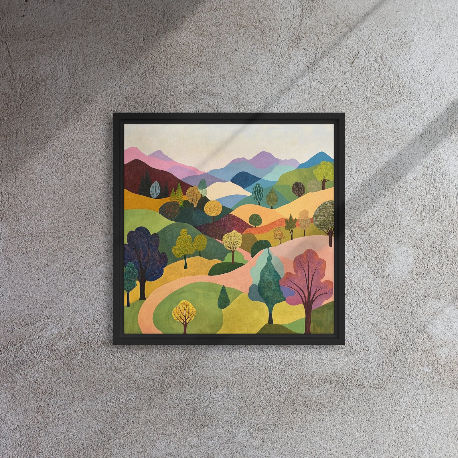 Pastel Hills Dreamscape - Framed Canvas Print