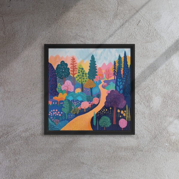 Candy Grove Winding Path - Framed Canvas Print