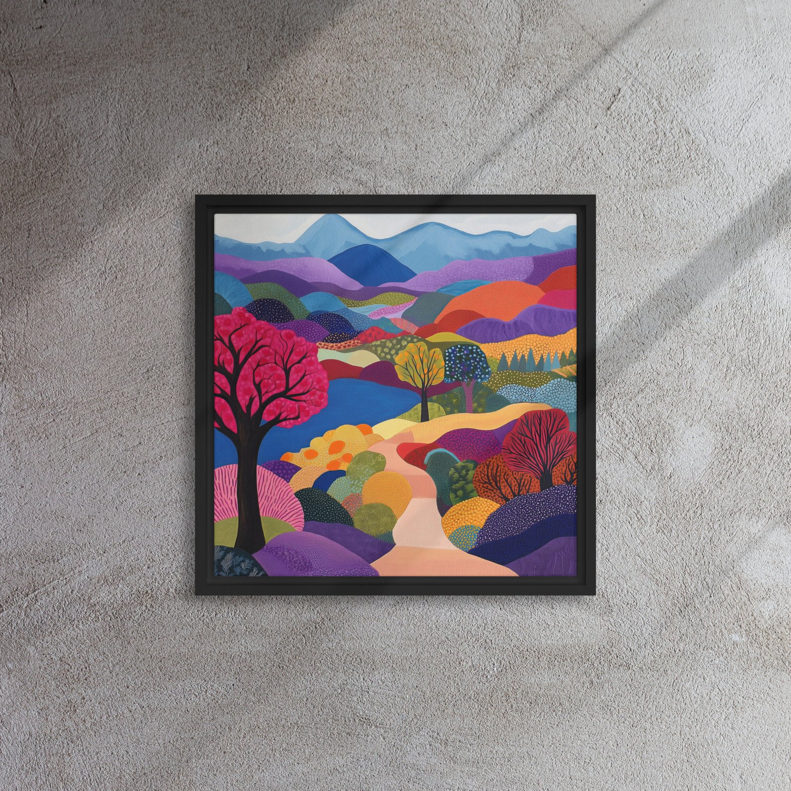 Rainbow Valley Blossom Path - Framed Canvas Print