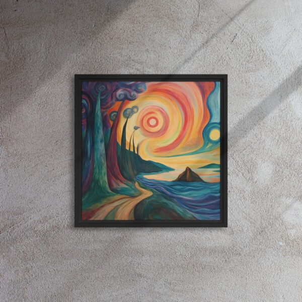 Solar Whirlwind Coastal Dream - Framed Canvas Print