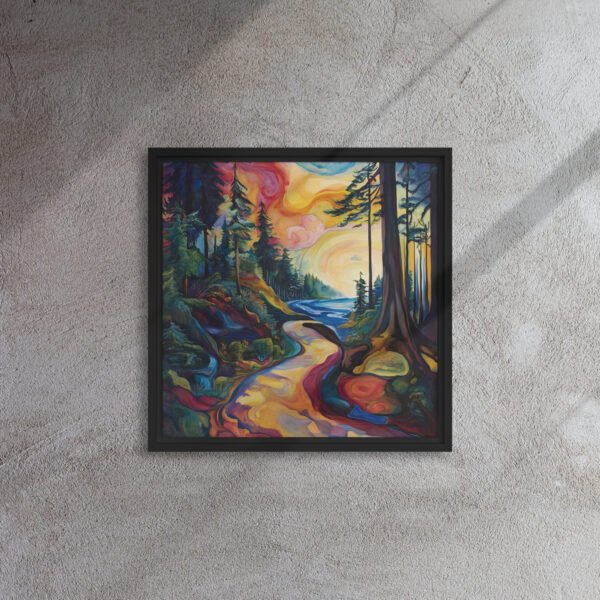 Aurora Pathway Enchanted Forest - Framed Canvas Print