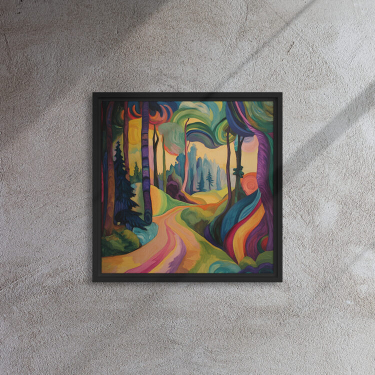 Enchanted Swirl Woodland Path - Framed Canvas Print