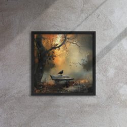 Raven Autumn Solitude framed canvas print