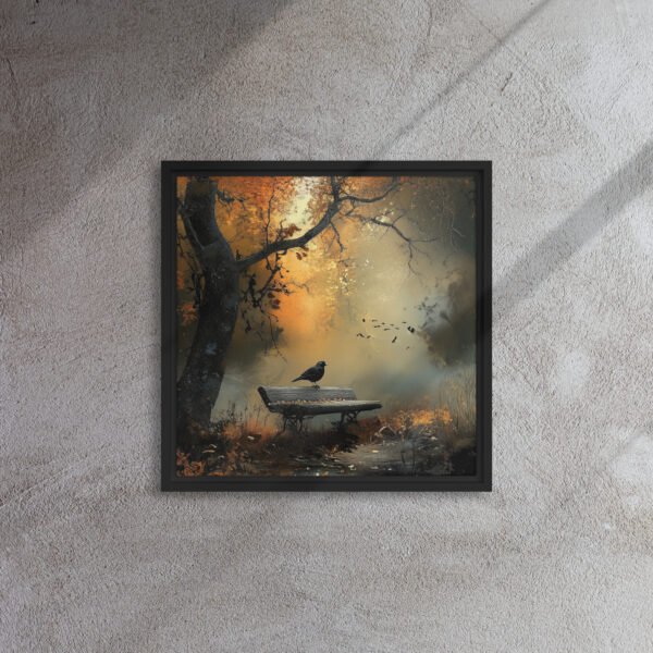 Raven Autumn Solitude - Framed Canvas Print