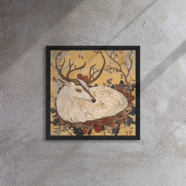 Antlered Dream Rest - Framed Canvas Print