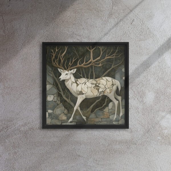 Mosaic Antlered Stag - Framed Canvas Print