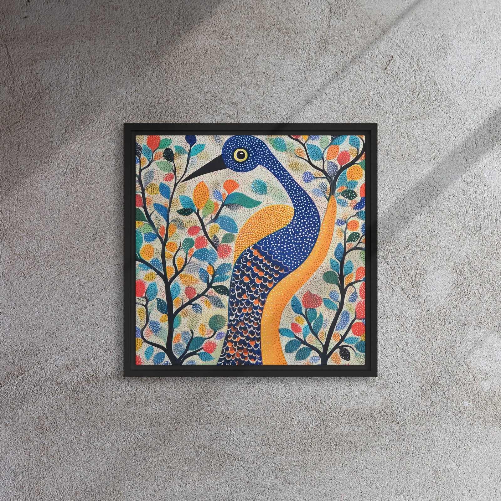 Dappled Plumage Grove - Framed Canvas Print