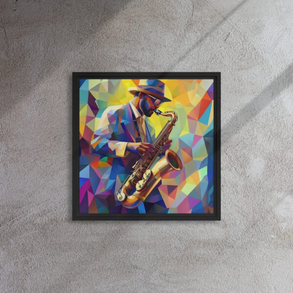 Prism Jazz Saxophonist - Framed Canvas Print
