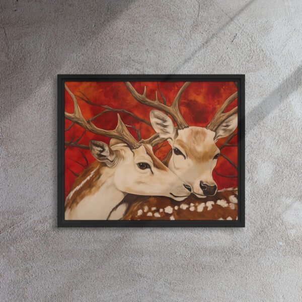 Crimson Embrace Deer Canvas - Image 3