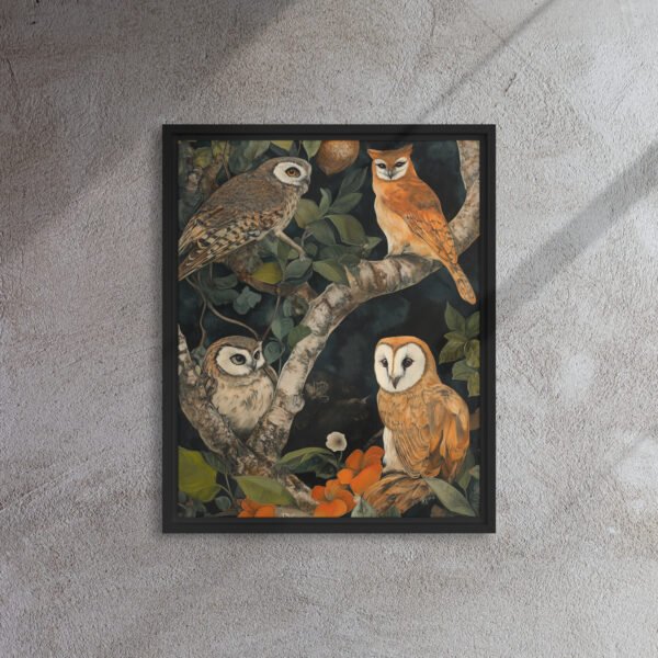 Verdant Owl Gathering Canvas - Image 3
