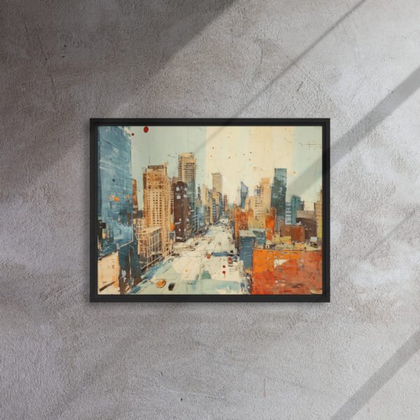 Blue Orange Cityscape Canvas - Image 4