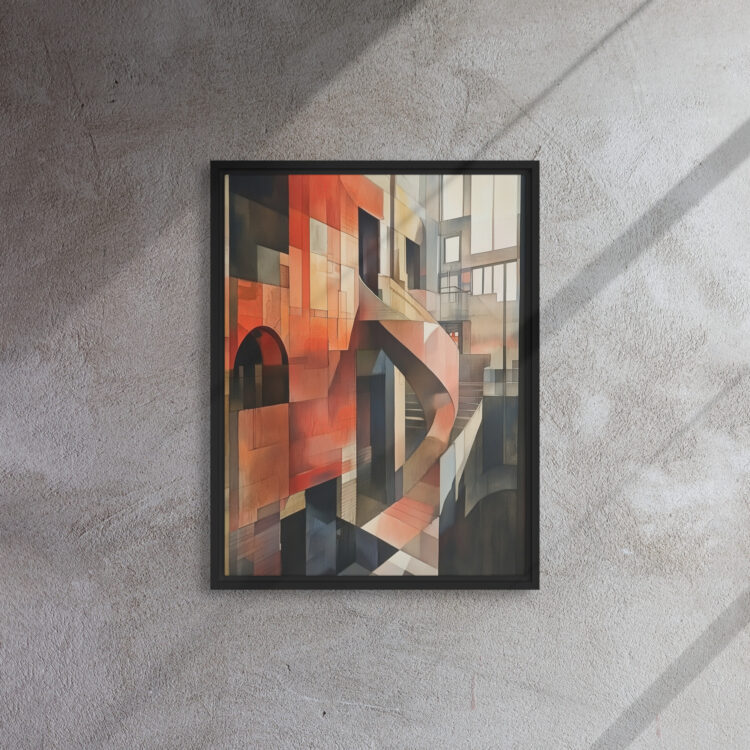 Sunlit Cubist Atrium Canvas - Image 4