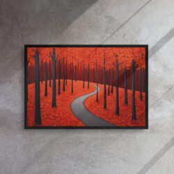 Scarlet Autumn Forest Path framed canvas print