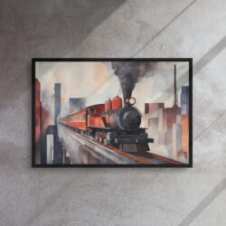 Steam Train Cityscape Canvas