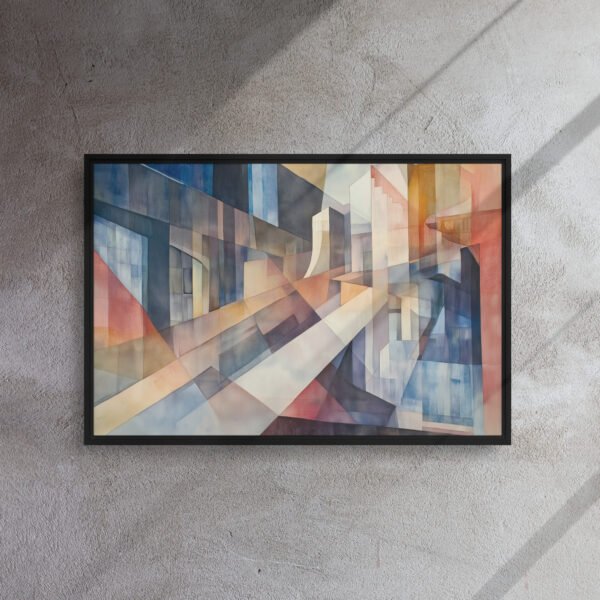 Prismatic Urban Geometry Art - Framed Canvas Print