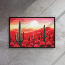 Crimson Desert Bloom Canvas framed canvas print