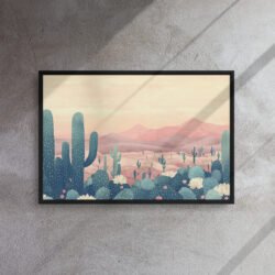 Blush Desert Cactus Canvas framed canvas print