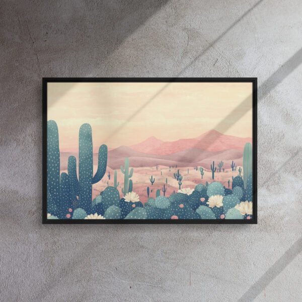 Blush Desert Cactus Canvas - Framed Canvas Print