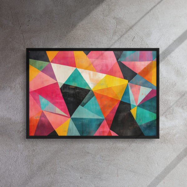 Prismatic Geometry Abstract Art - Framed Canvas Print