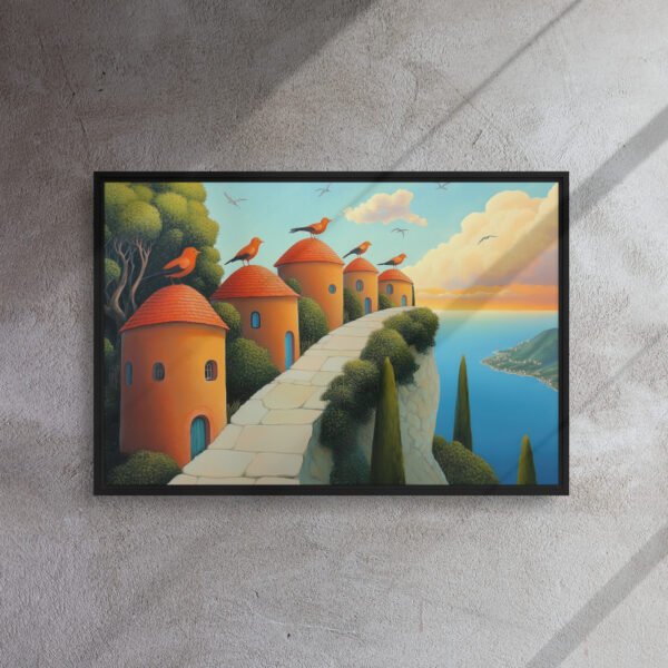 Seaside Village Birds Canvas - Framed Canvas Print