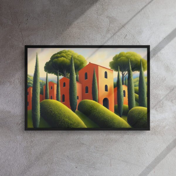 Tuscan Hillside Retreat Art - Framed Canvas Print