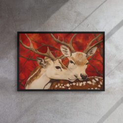 Crimson Embrace Deer Canvas