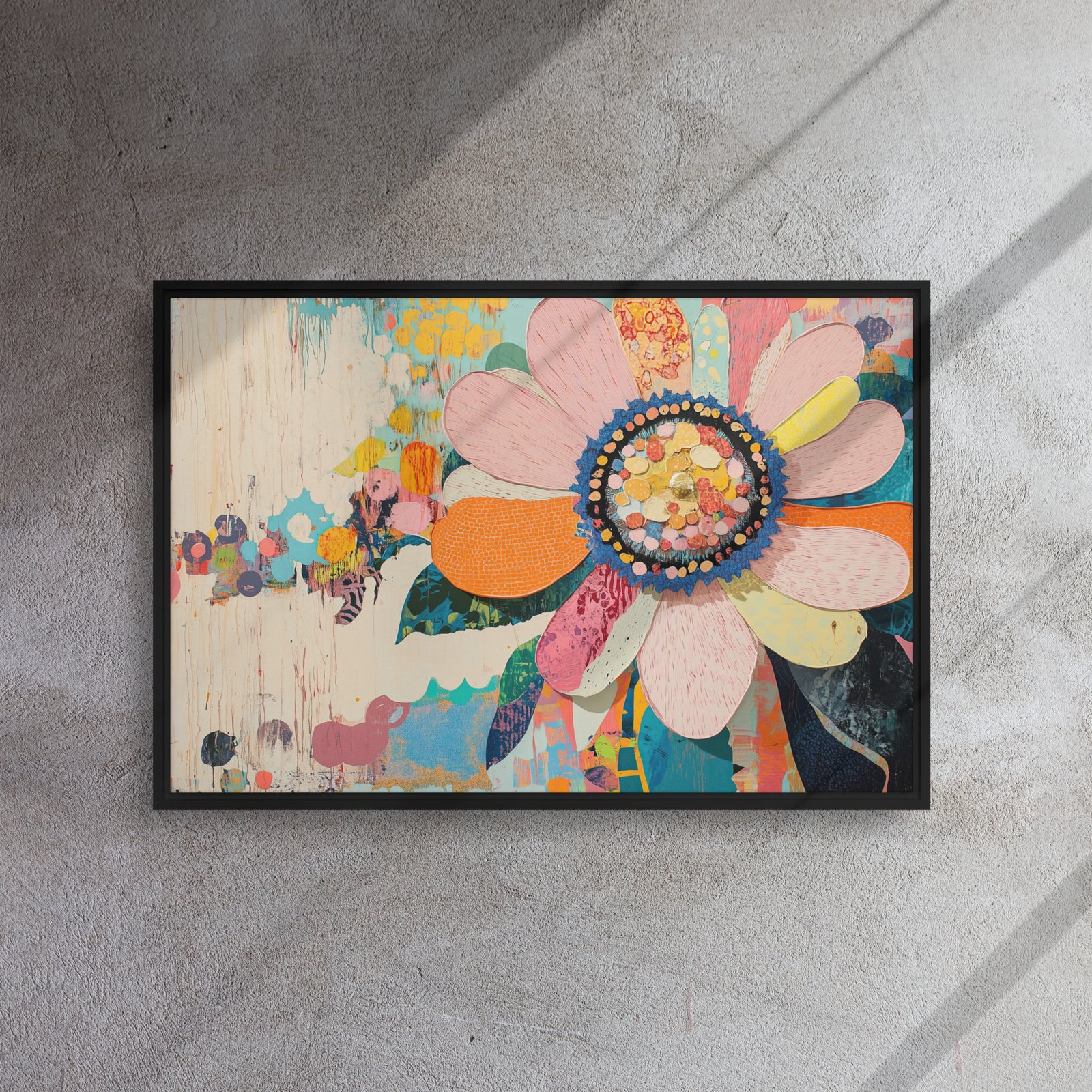 Kaleidoscope Blossom Abstract Art - Framed Canvas Print