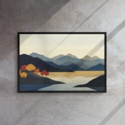 Serene Autumn Lake Panorama framed canvas print