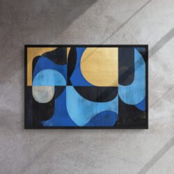 Azure Gold Harmony Art framed canvas print