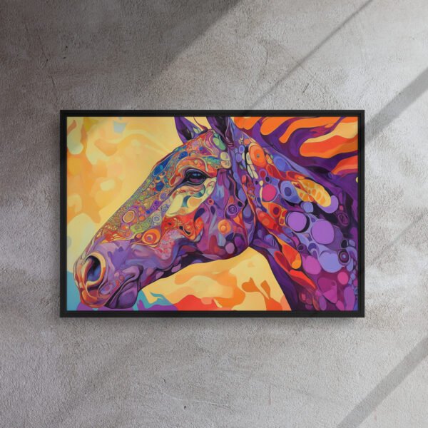 Chromatic Thunder Horse Art - Framed Canvas Print