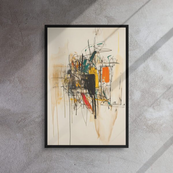 Urban Pulse Abstract Cityscape - Framed Canvas Print
