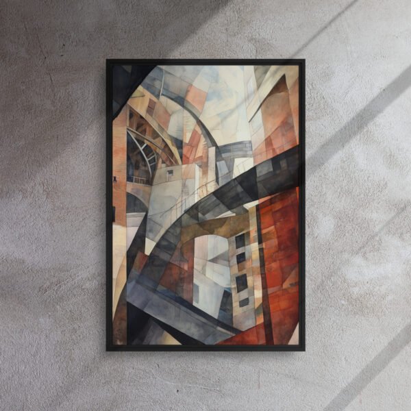 Cubist Urban Labyrinth Canvas - Framed Canvas Print