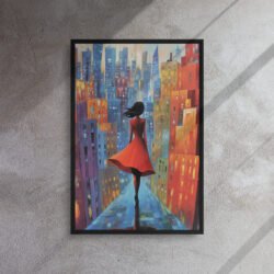 Scarlet Stroll Cityscape Canvas