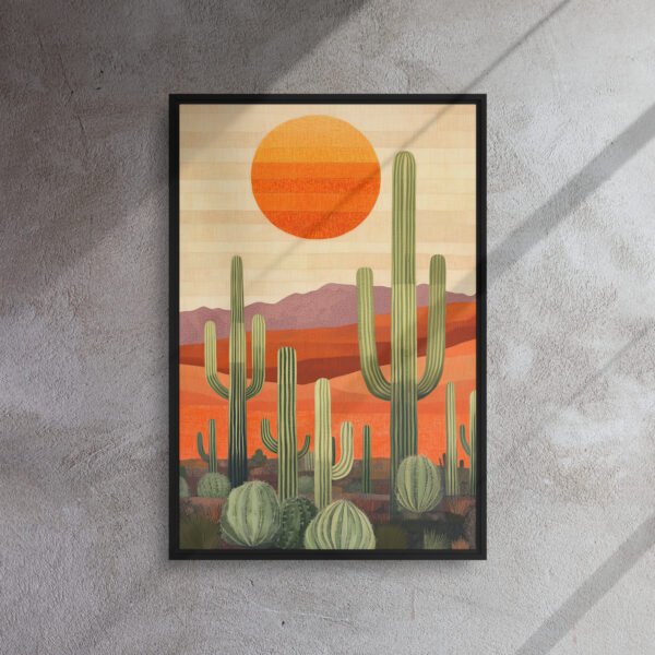 Saguaro Sunset Desert Canvas - Framed Canvas Print