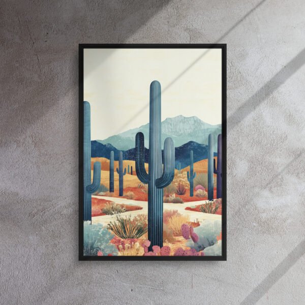 Majestic Saguaro Desert Landscape - Framed Canvas Print