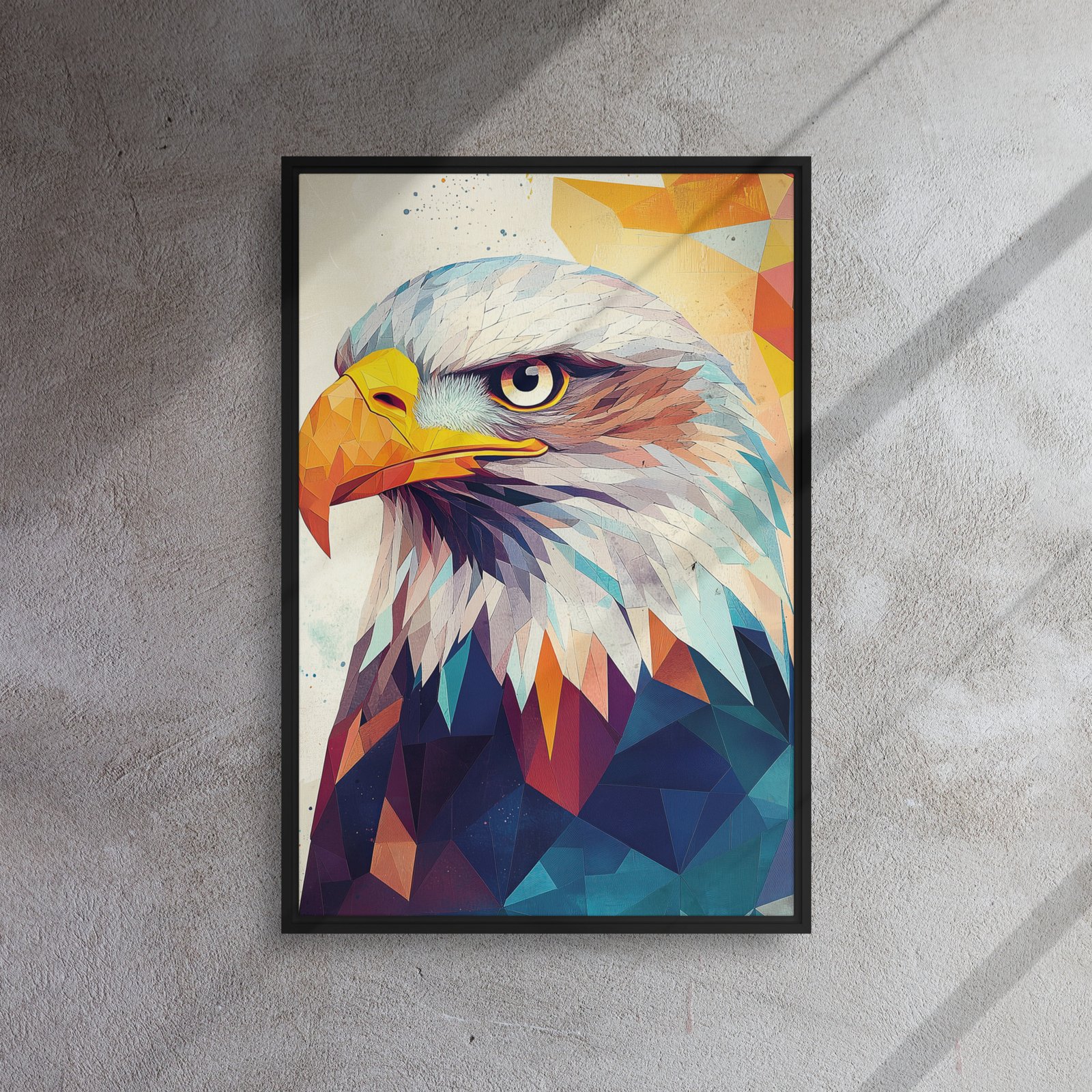 Polygonal Majesty Eagle Art - Framed Canvas Print