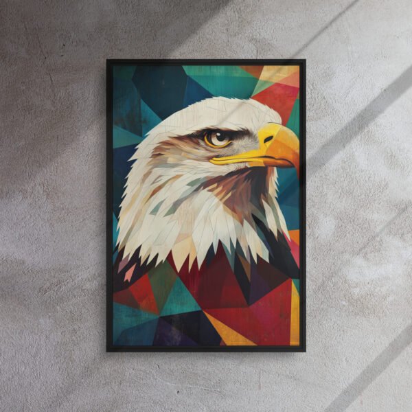 Geometric Bald Eagle Majesty Art - Framed Canvas Print