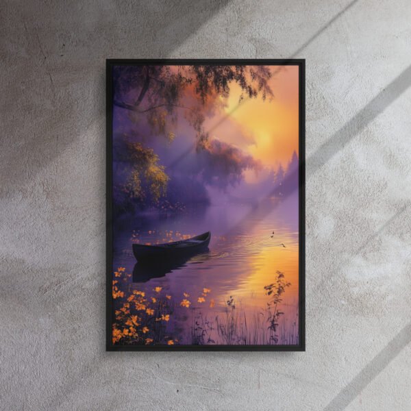 Twilight Blossom Rowboat Canvas - Framed Canvas Print