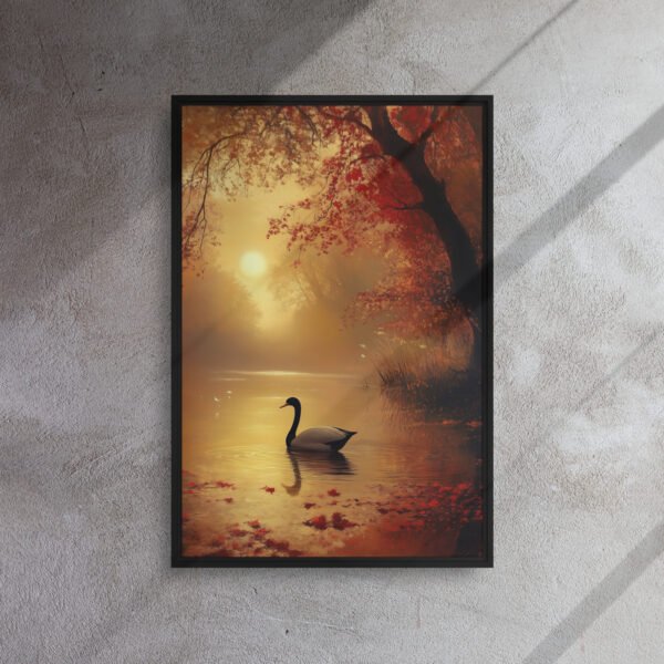 Golden Autumn Swan Canvas - Framed Canvas Print