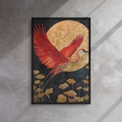 Crimson Heron Moon Art