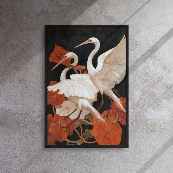 Ivory Heron Blossom Canvas - Framed Canvas Print