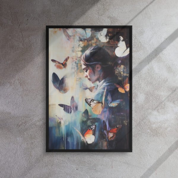 Butterfly Whisper Portrait - Framed Canvas Print