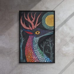 Rainbow Mosaic Deer Art framed canvas print