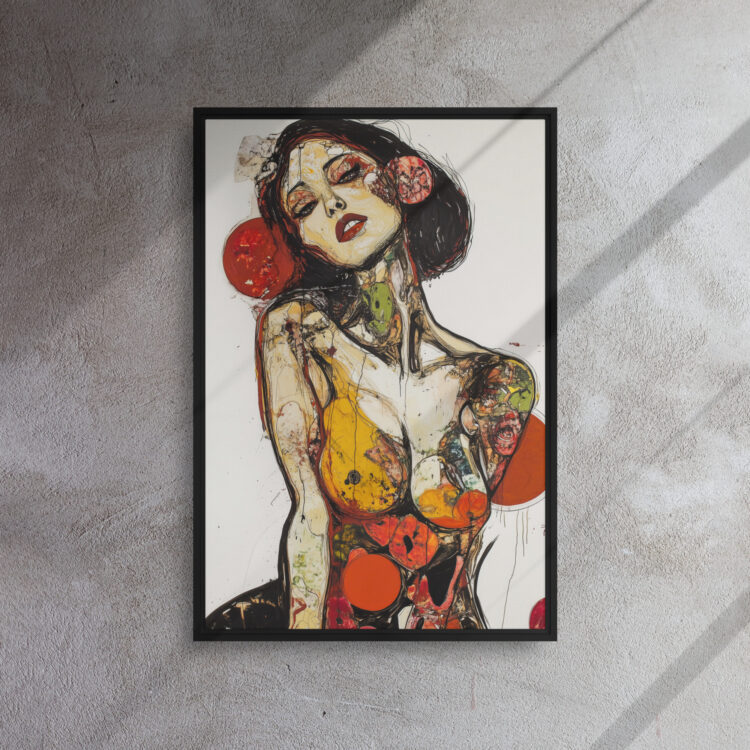 Whispering Muse in Color - Framed Canvas Print