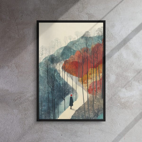 Autumn Journey Winding Path - Framed Canvas Print
